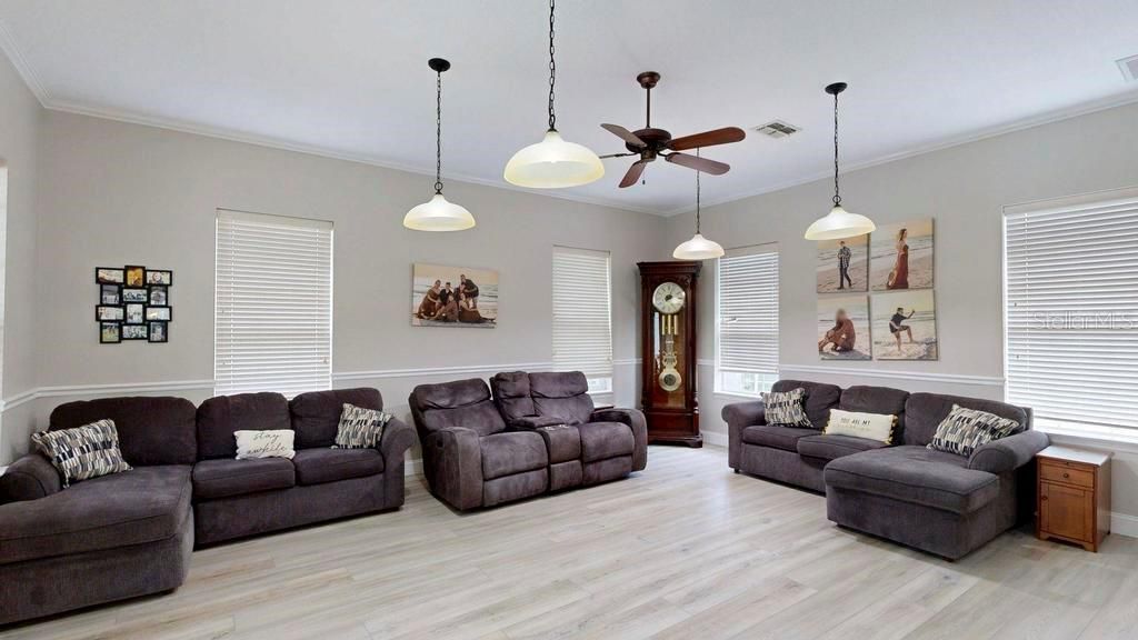 Interior, Living room, Pendant Lights, Wood Texture Flooring