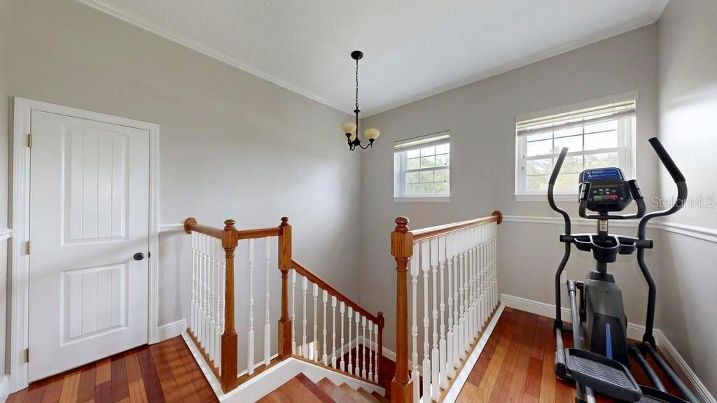 Fitness Equipment, Interior, Pendant Lights, Wood Texture Flooring