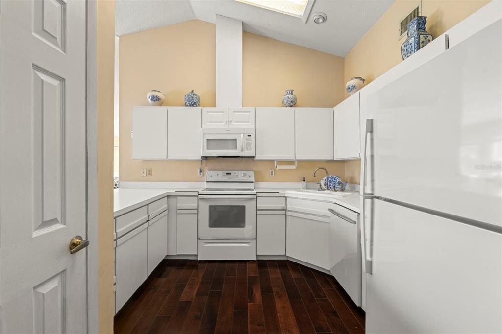Interior, Kitchen, Recessed Lighting, Wood Texture Flooring