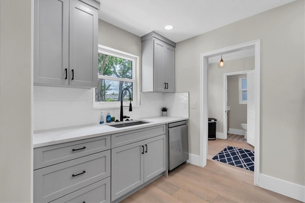 Interior, Kitchen, Pendant Lights, Recessed Lighting, Wood Texture Flooring