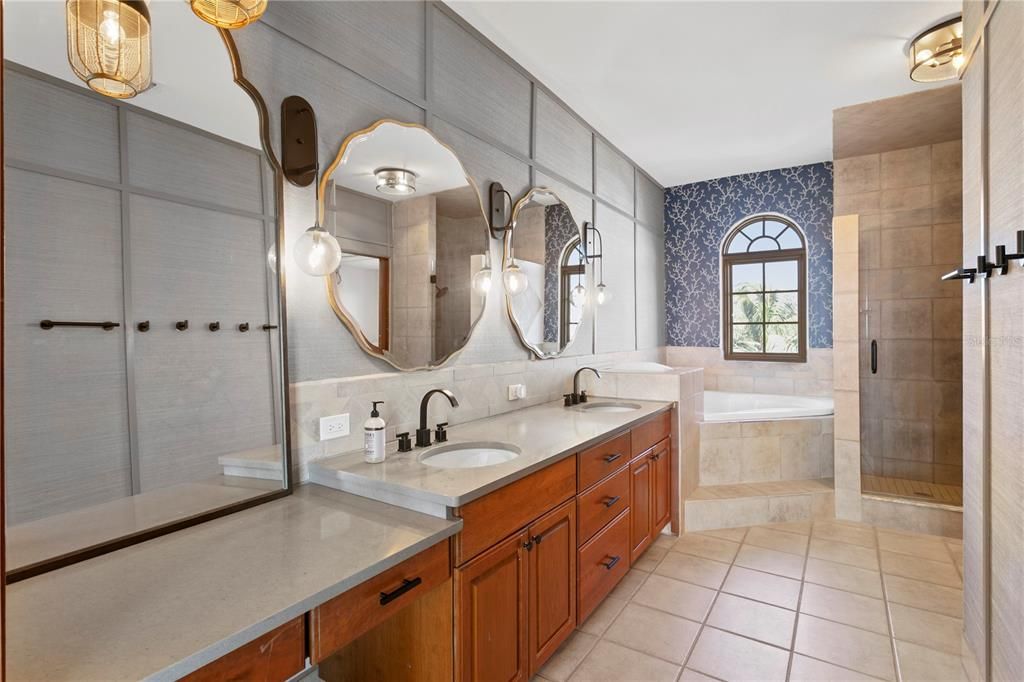 Bathroom, Dual Sink Vanities, Glass Shower, Interior