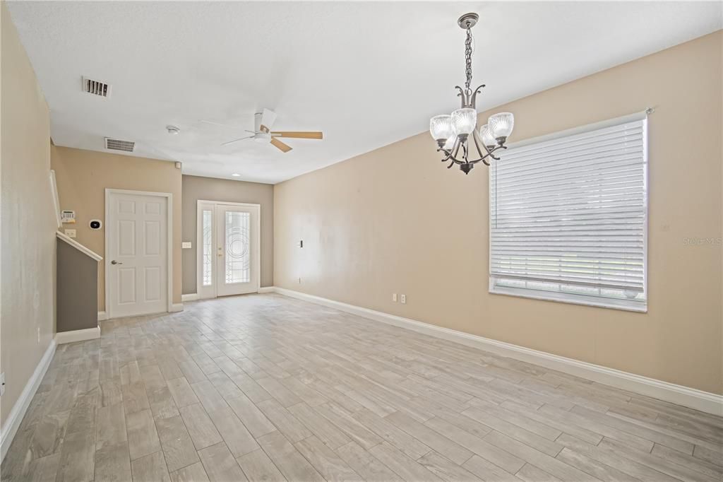 Chandelier, Empty room, Interior, Wood Texture Flooring