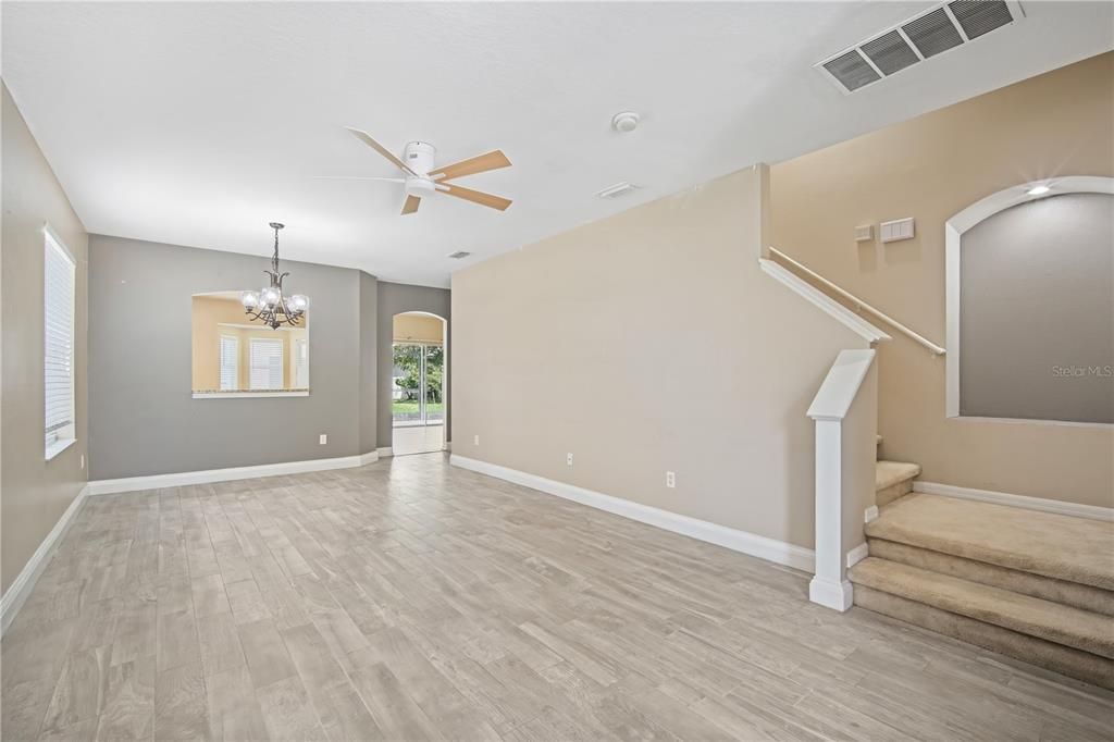 Chandelier, Empty room, Interior, Wood Texture Flooring