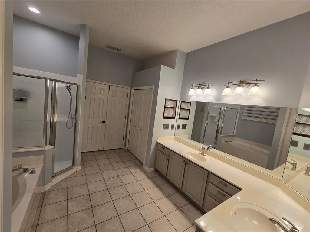 Bathroom, Dual Sink Vanities, Glass Shower, Interior, Recessed Lighting