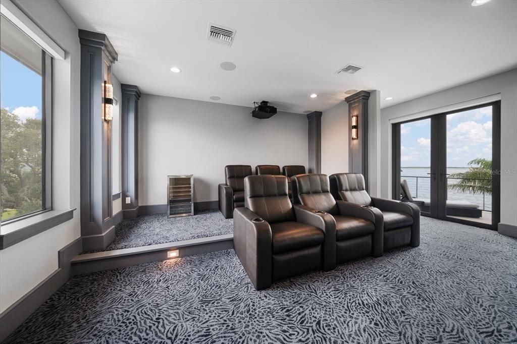 Home Theatre Room, Interior, Recessed Lighting, Theatre Room, Water