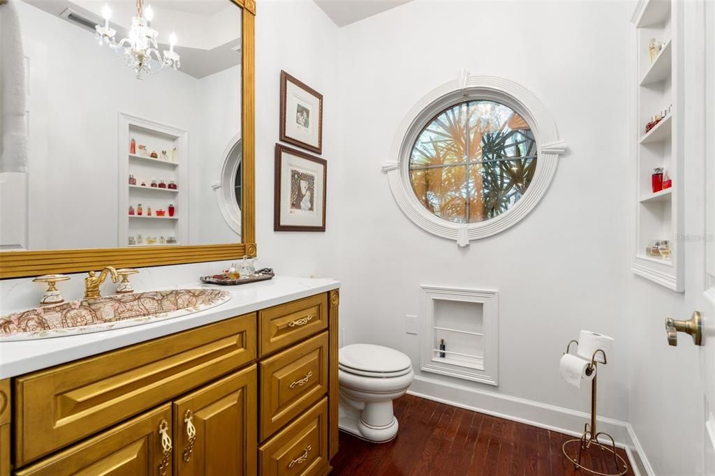 Bathroom, Chandelier, Interior, Wood Texture Flooring