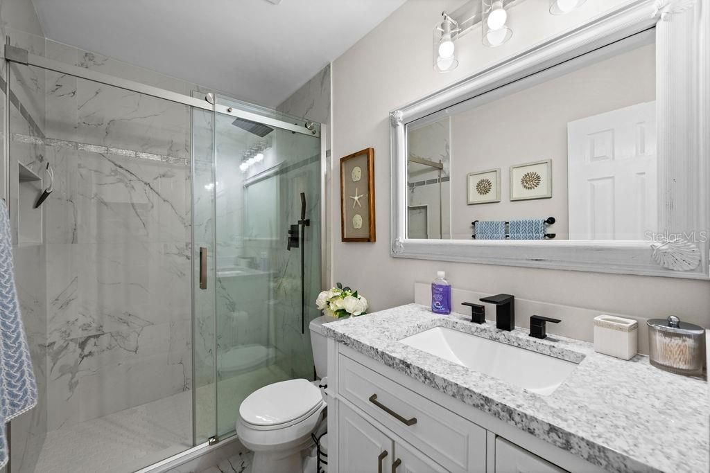 Bathroom, Glass Shower, Interior, Marble Walls