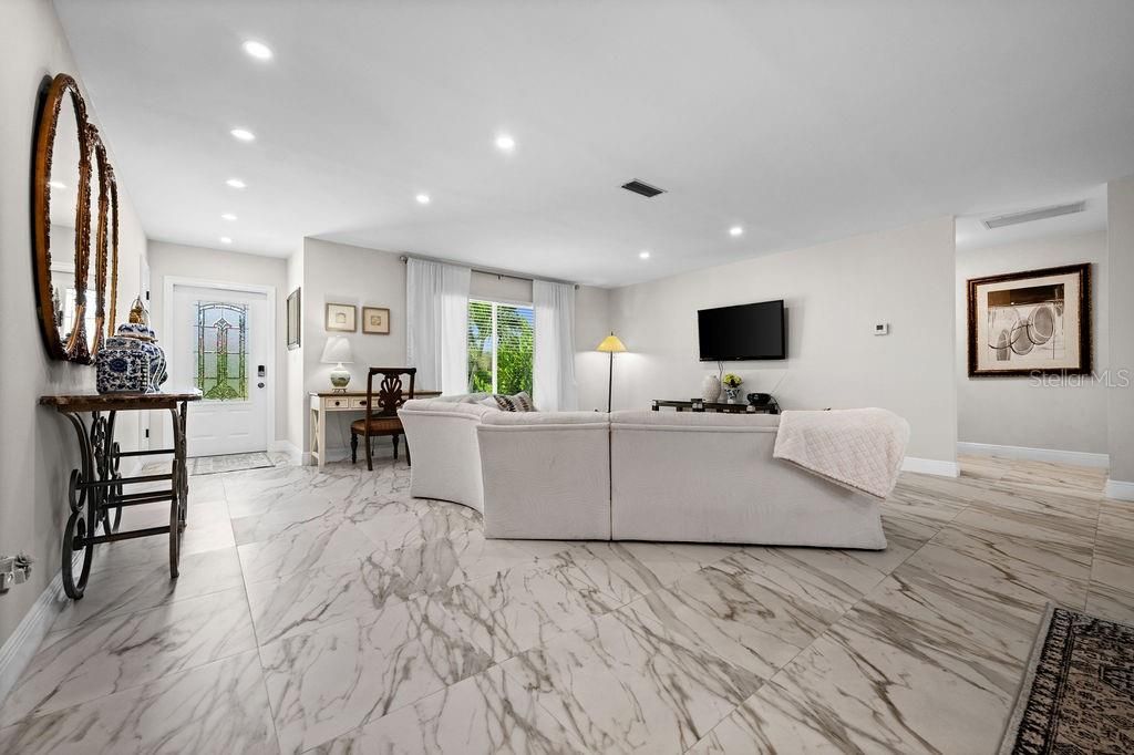 Interior, Living room, Marble, Recessed Lighting