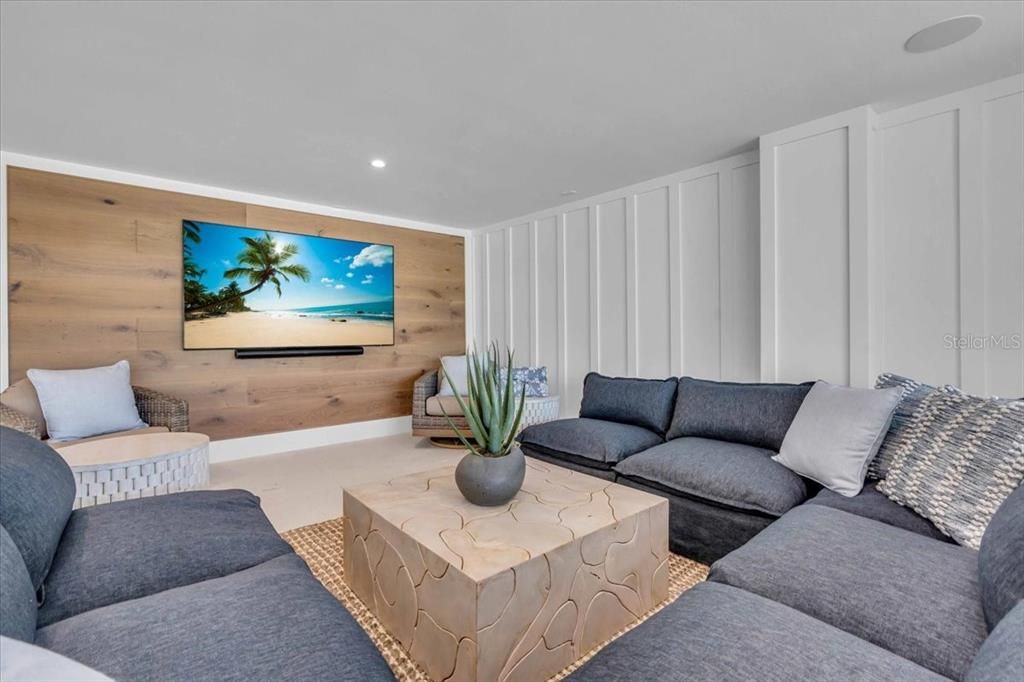 Interior, Living room, Recessed Lighting, Wooden Walls