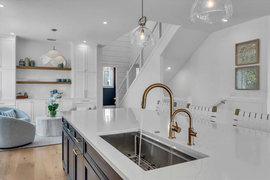 Interior, Kitchen, Pendant Lights, Recessed Lighting, Wood Texture Flooring