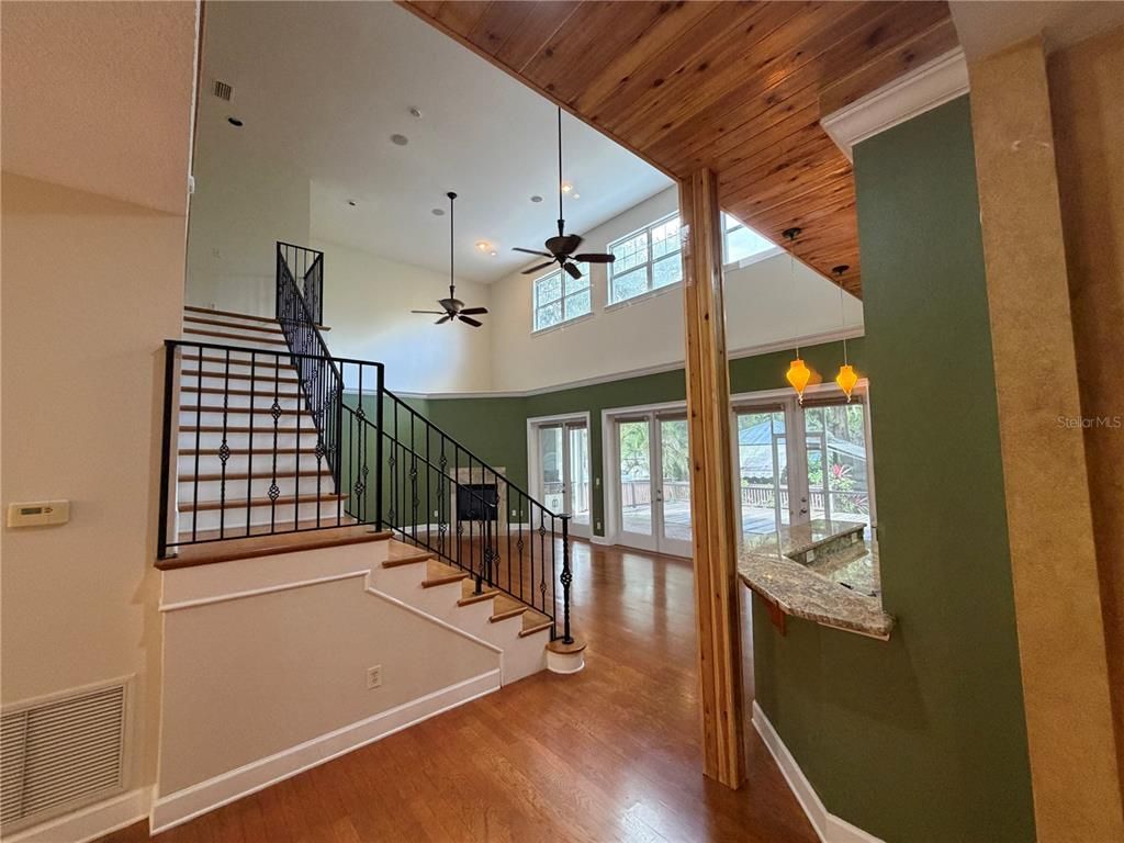 Interior, Pendant Lights, Recessed Lighting, Wooden Ceilings, Wood Texture Flooring