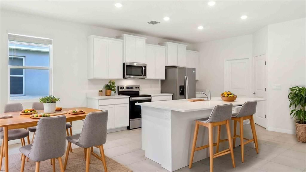 Dining room, Interior, Kitchen, Recessed Lighting, Stainless Steel Appliances