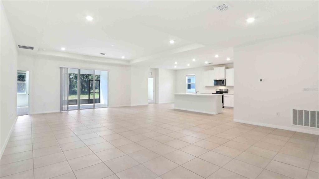 Empty room, Interior, Kitchen, Recessed Lighting, Stainless Steel Appliances