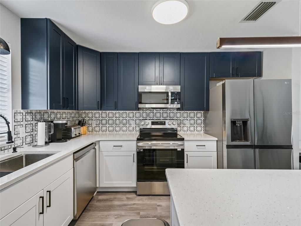 Interior, Kitchen, Stainless Steel Appliances, Wood Texture Flooring