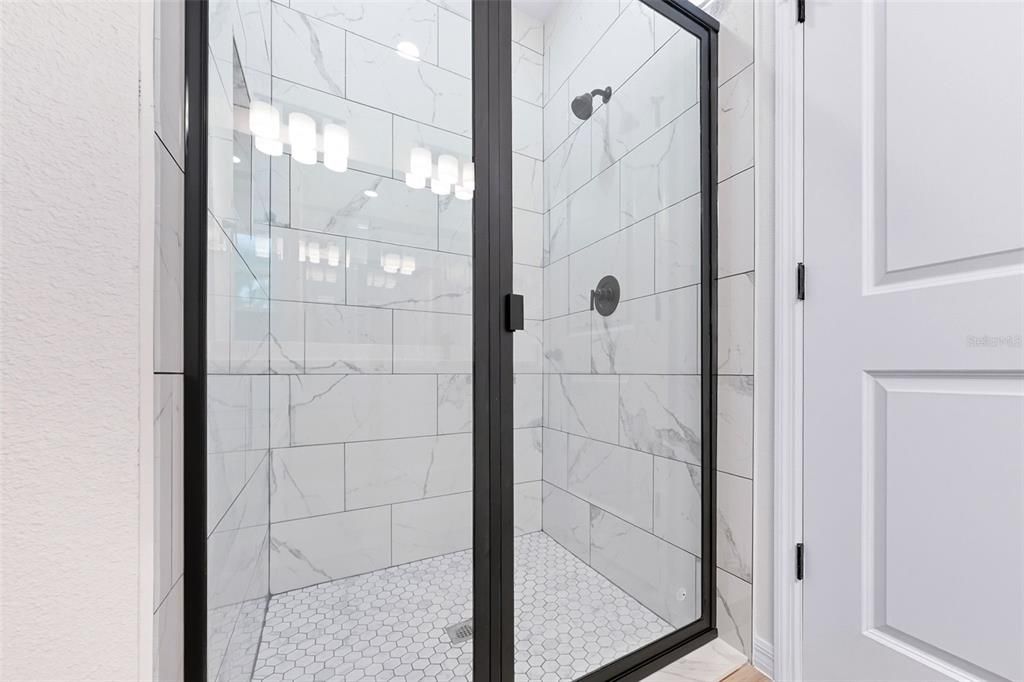 Bathroom, Glass Shower, Interior, Marble Walls