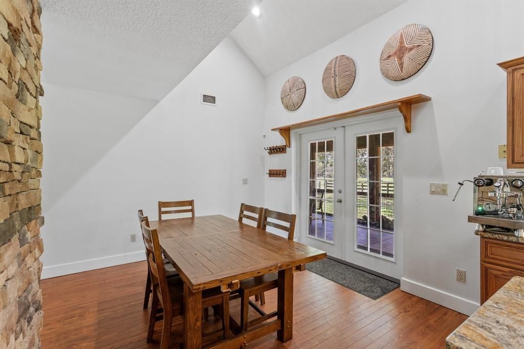 Dining room, Interior, Recessed Lighting, Wood Texture Flooring