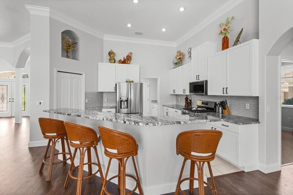 Interior, Kitchen, Recessed Lighting, Wood Texture Flooring