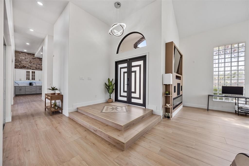 Interior, Pendant Lights, Recessed Lighting, Wood Texture Flooring