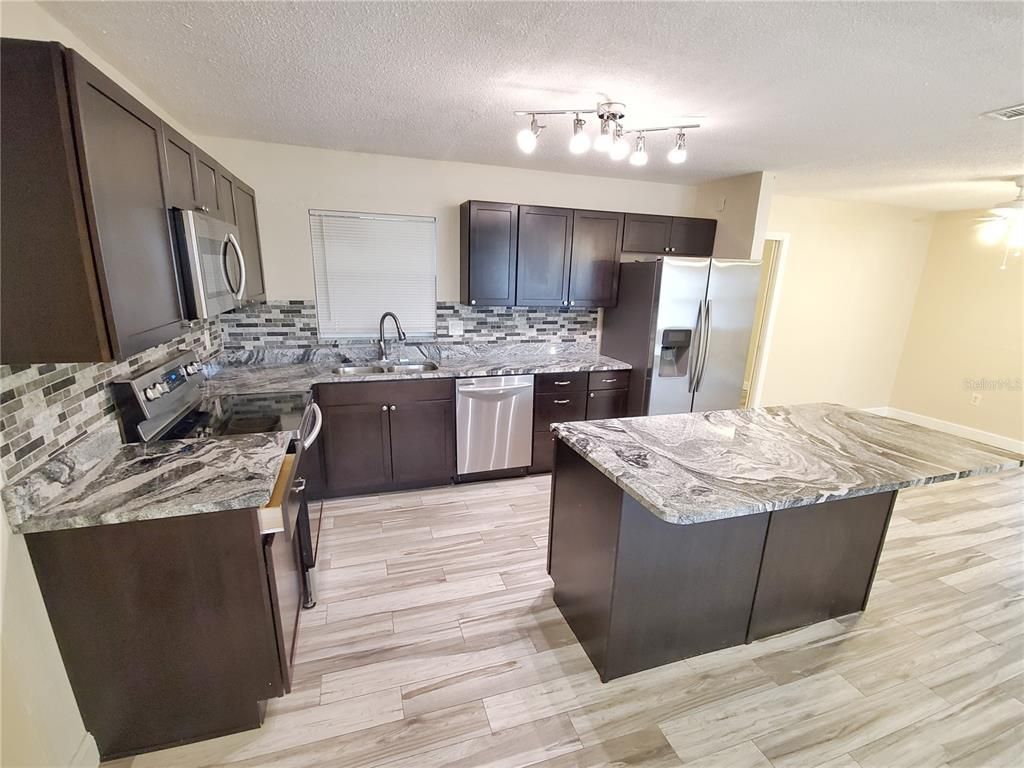 Interior, Kitchen, Stainless Steel Appliances, Wood Texture Flooring