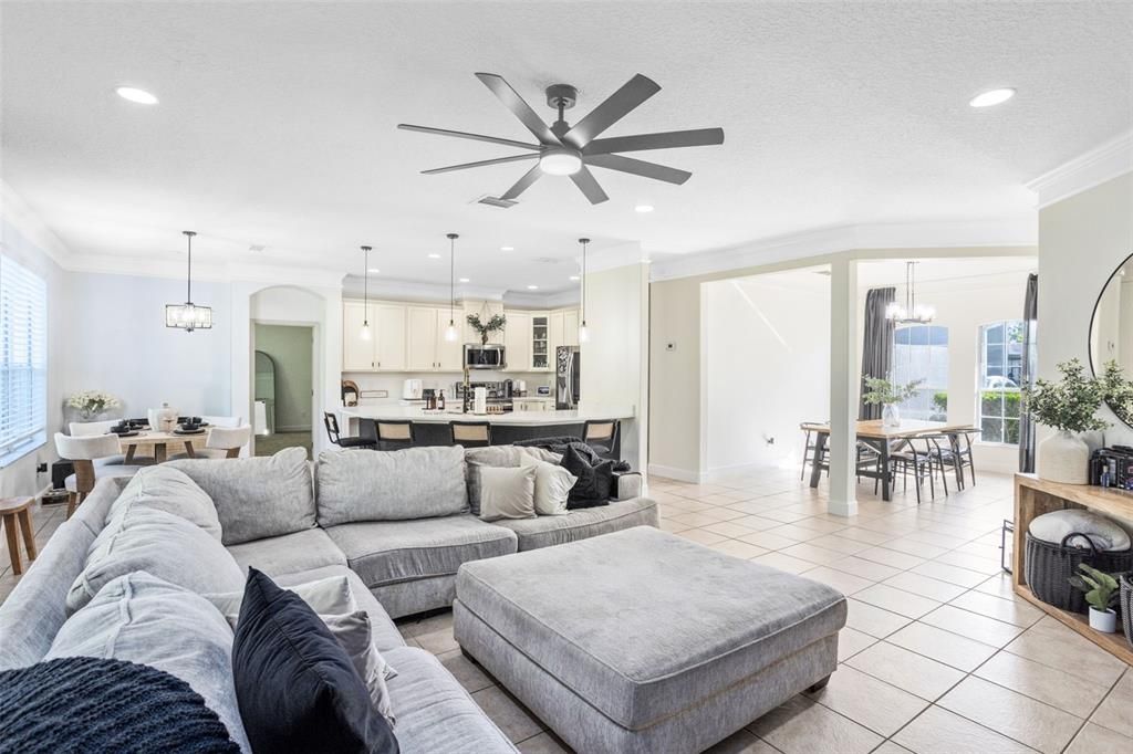 Dining room, Interior, Kitchen, Living room, Pendant Lights, Recessed Lighting