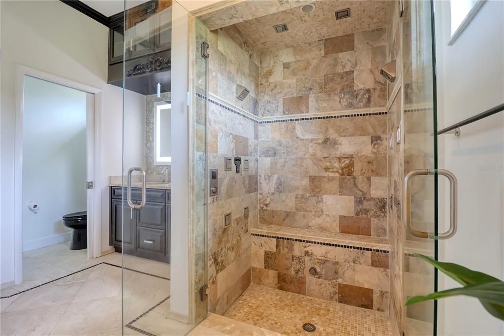 Bathroom, Glass Shower, Interior, Stone Walls