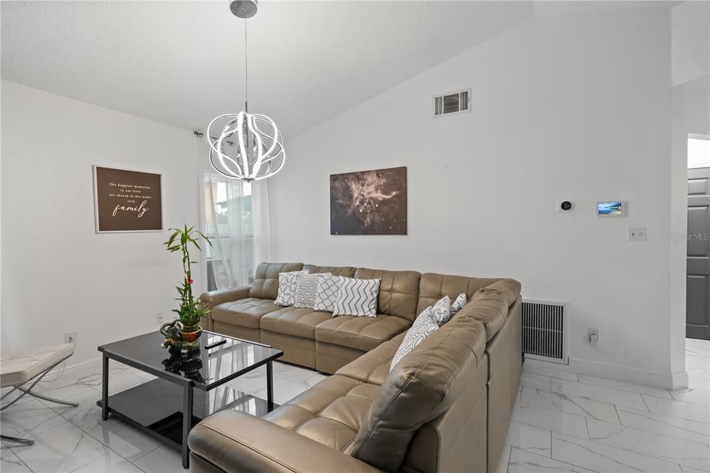 Interior, Living room, Marble, Pendant Lights