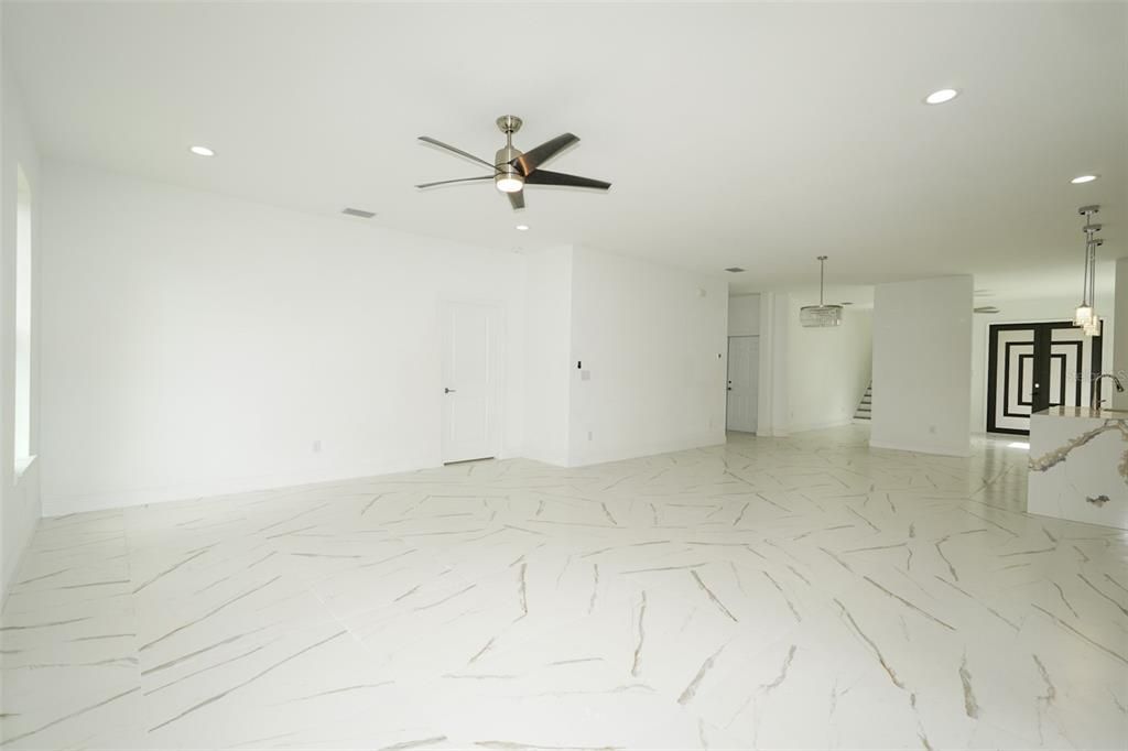 Empty room, Interior, Marble, Pendant Lights, Recessed Lighting