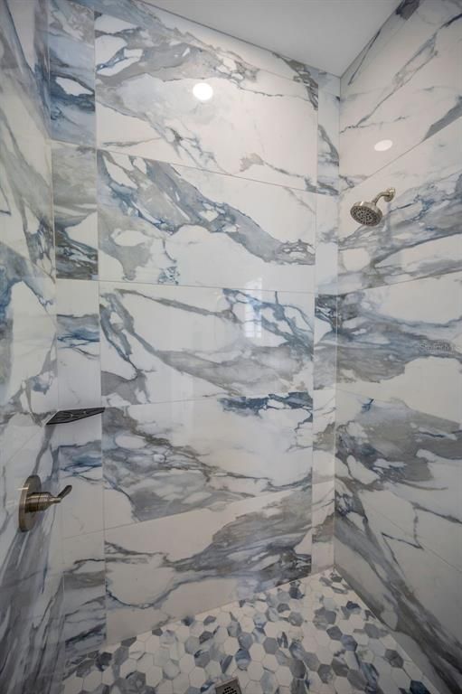 Bathroom, Interior, Marble Walls, Recessed Lighting
