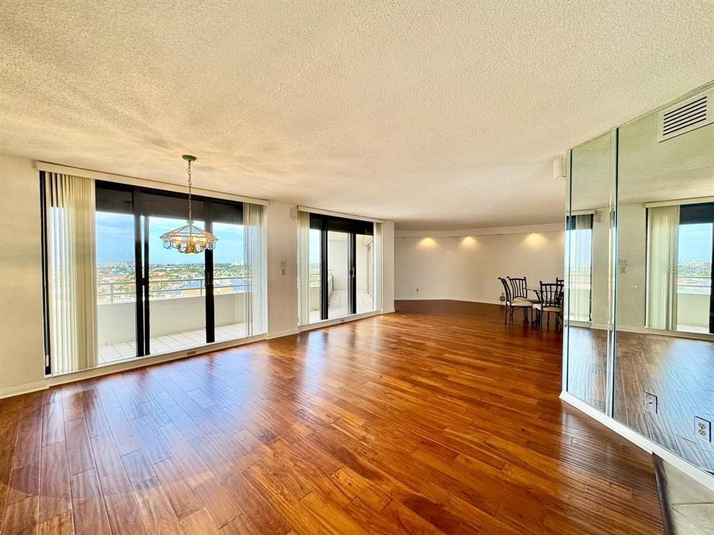 Empty room, Interior, Pendant Lights, Wood Texture Flooring