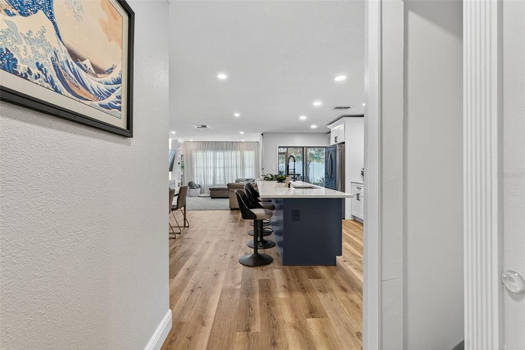 Interior, Kitchen, Recessed Lighting, Wood Texture Flooring