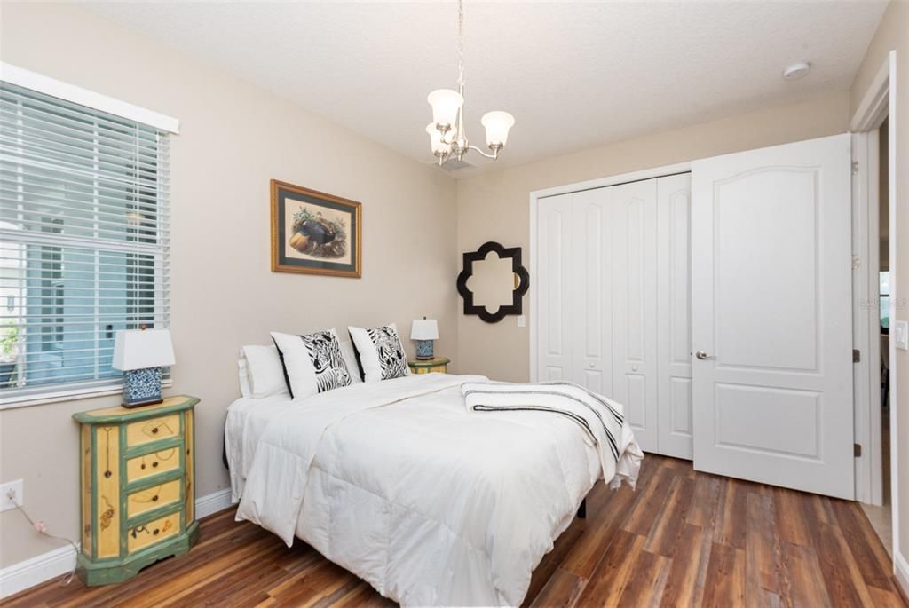 Bedroom, Interior, Pendant Lights, Wood Texture Flooring
