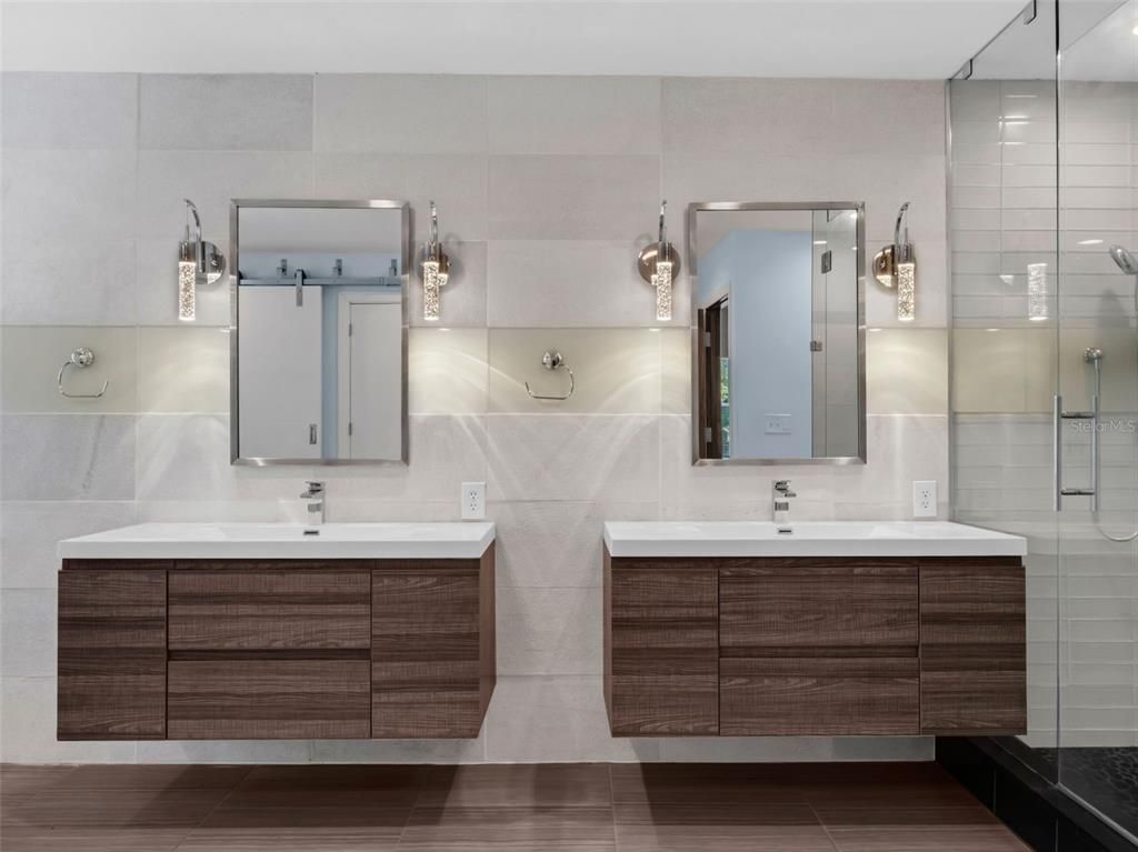Bathroom, Dual Sink Vanities, Glass Shower, Interior
