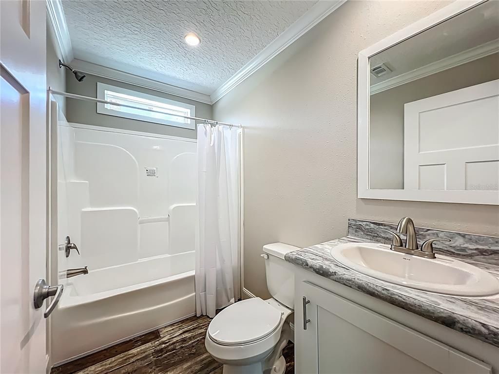 Bathroom, Interior, Recessed Lighting, Wood Texture Flooring