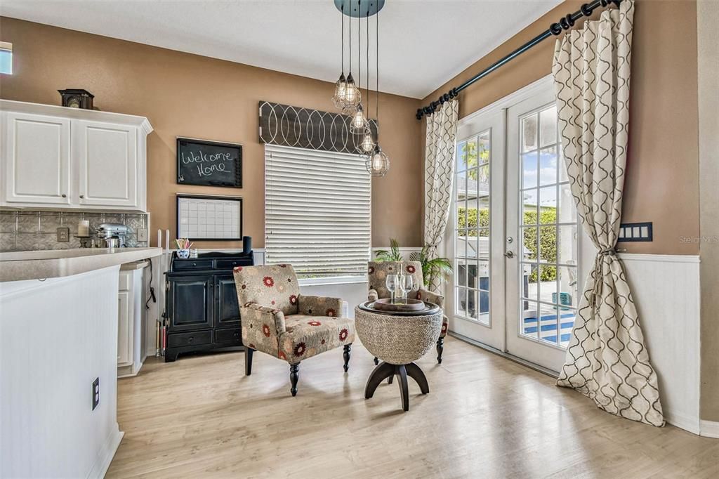 Interior, Kitchen, Pendant Lights, Wood Texture Flooring