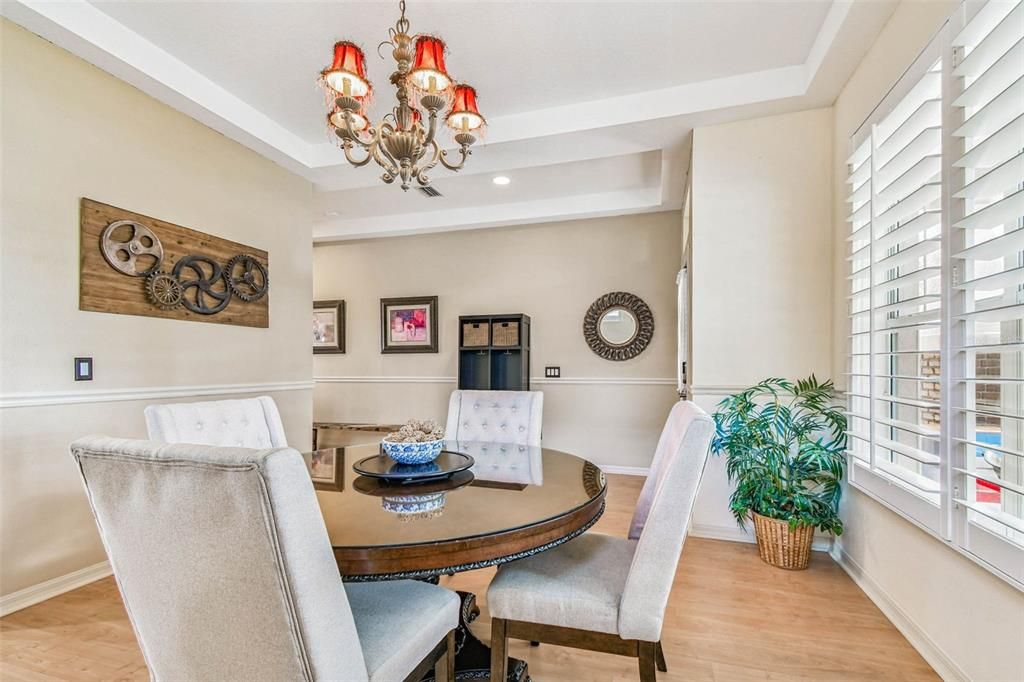 Chandelier, Dining room, Interior, Recessed Lighting, Wood Texture Flooring