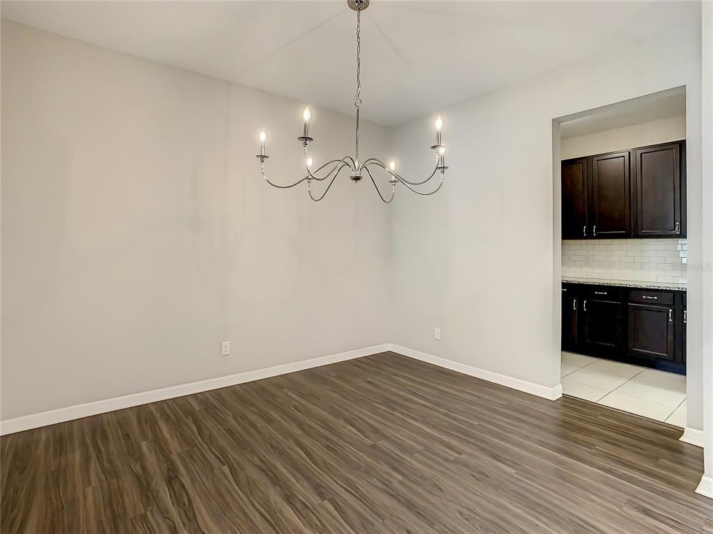 Chandelier, Empty room, Interior, Kitchen, Wood Texture Flooring