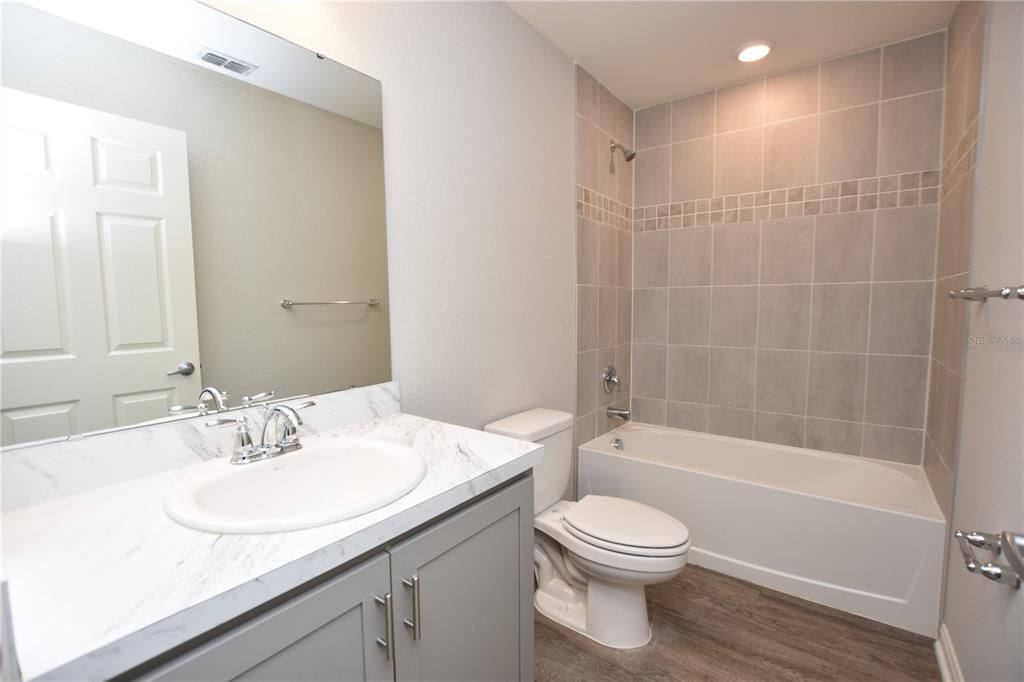 Bathroom, Interior, Recessed Lighting, Wood Texture Flooring
