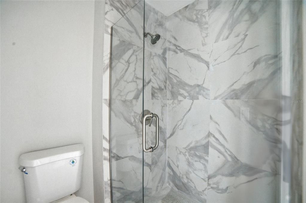 Bathroom, Glass Shower, Interior, Marble Walls