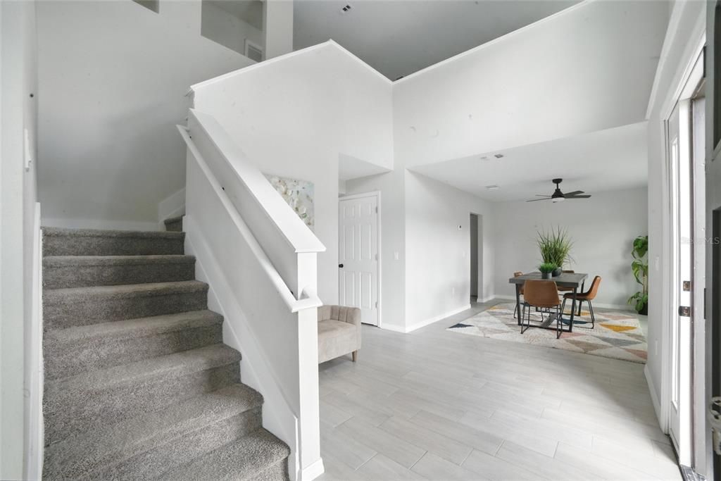 Dining room, Interior, Recessed Lighting, Wood Texture Flooring