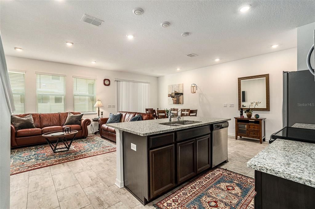 Dining room, Interior, Kitchen, Living room, Recessed Lighting