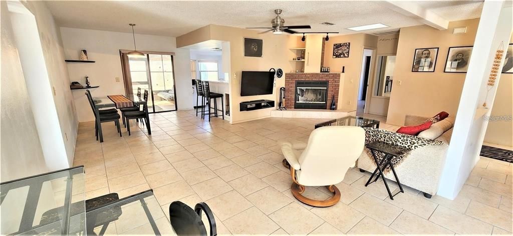 Dining room, Fireplace, Interior, Living room