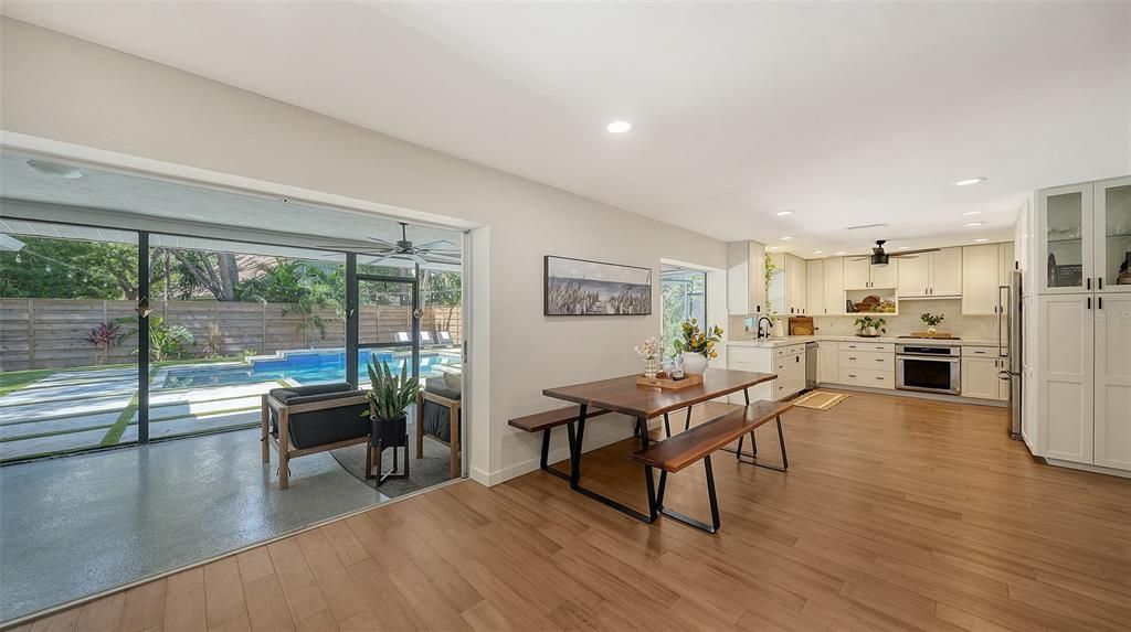 Interior, Kitchen, Recessed Lighting, Wood Texture Flooring