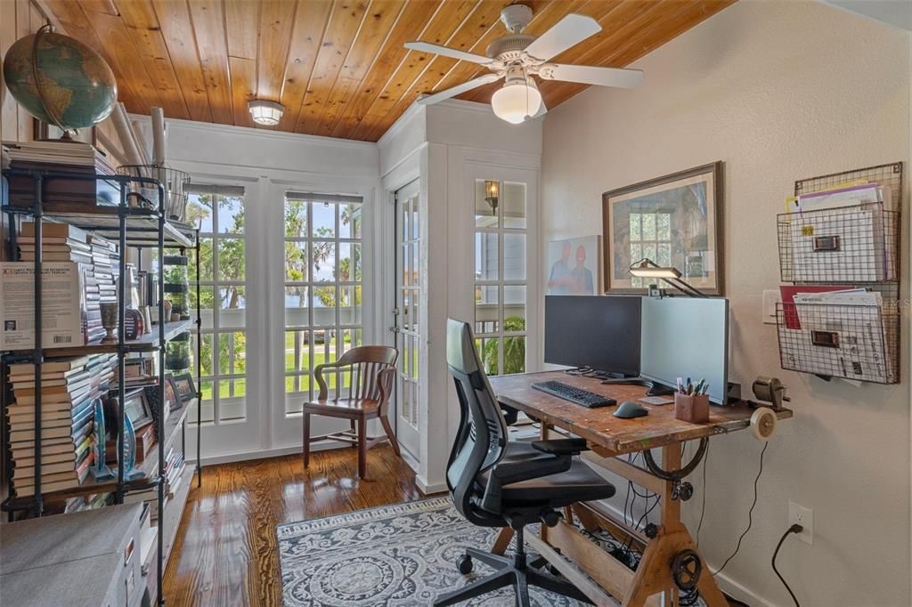 Home Office, Interior, Wooden Ceilings, Wood Texture Flooring