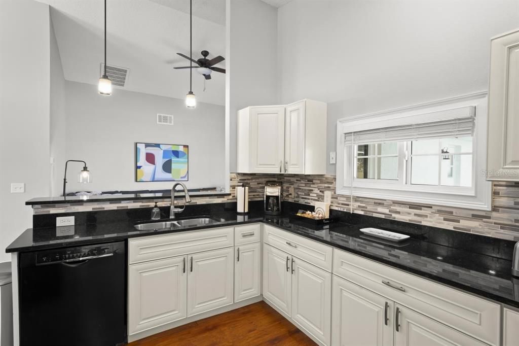 Interior, Kitchen, Pendant Lights, Wood Texture Flooring