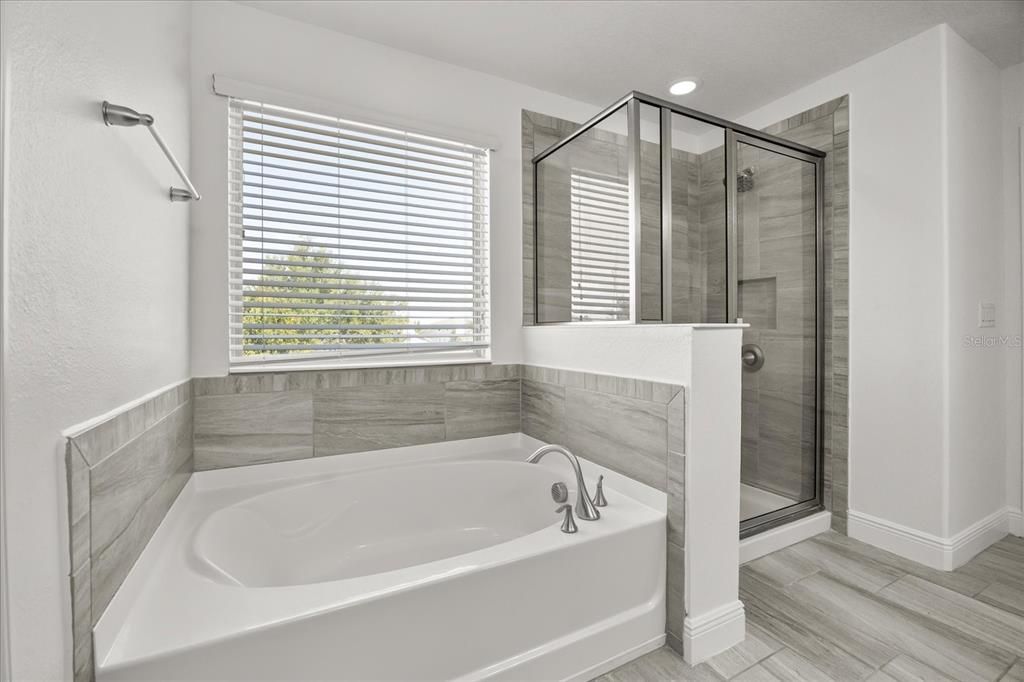 Bathroom, Glass Shower, Interior, Recessed Lighting, Wood Texture Flooring