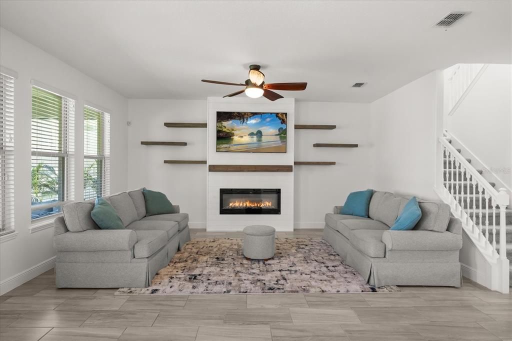 Fireplace, Interior, Living room, Wood Texture Flooring