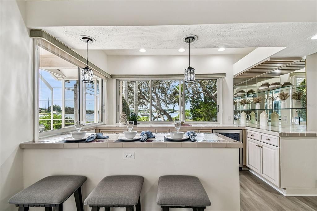 Interior, Kitchen, Pendant Lights, Recessed Lighting, Wood Texture Flooring
