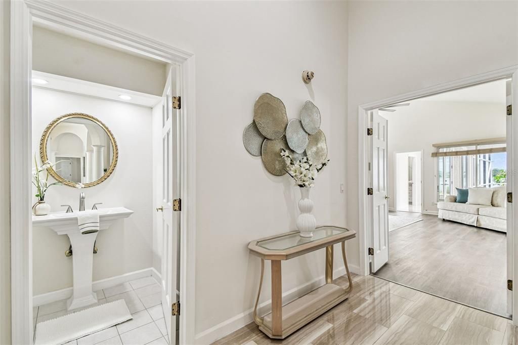 Bathroom, Interior, Recessed Lighting, Wood Texture Flooring
