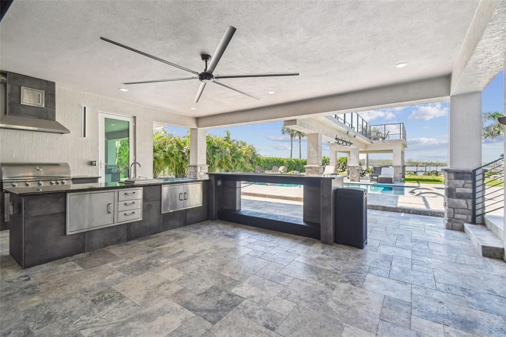 Exterior, Outdoor Kitchen, Pool, Recessed Lighting