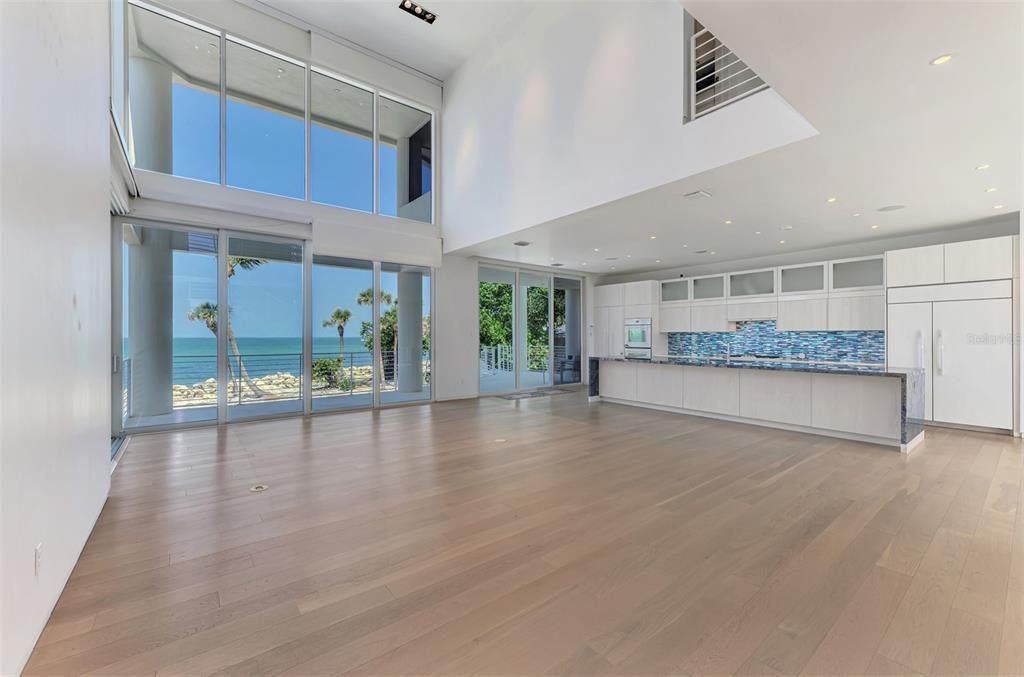 Interior, Kitchen, Recessed Lighting, Water, Wood Texture Flooring